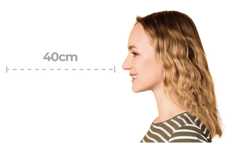Distance from the camera while taking a passport photo